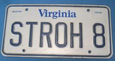 Virginia Vanity License Plate STROH 8   STROHS BEER COLLECTOR