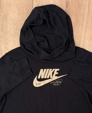 Nike Sportswear Club Fleece Funnel-Neck Glitter Hoodie-Women's XL-Black/Gold