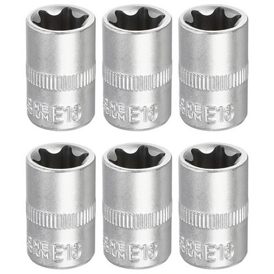 6pcs E-Torx Socket 3/8'' Drive E16 Star Socket 1.2'' Long 35K Alloy Steel