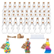 60 Pcs Plastic Sand Art Bottles with Corks and Funnels, 2.5 oz Clear Containe...