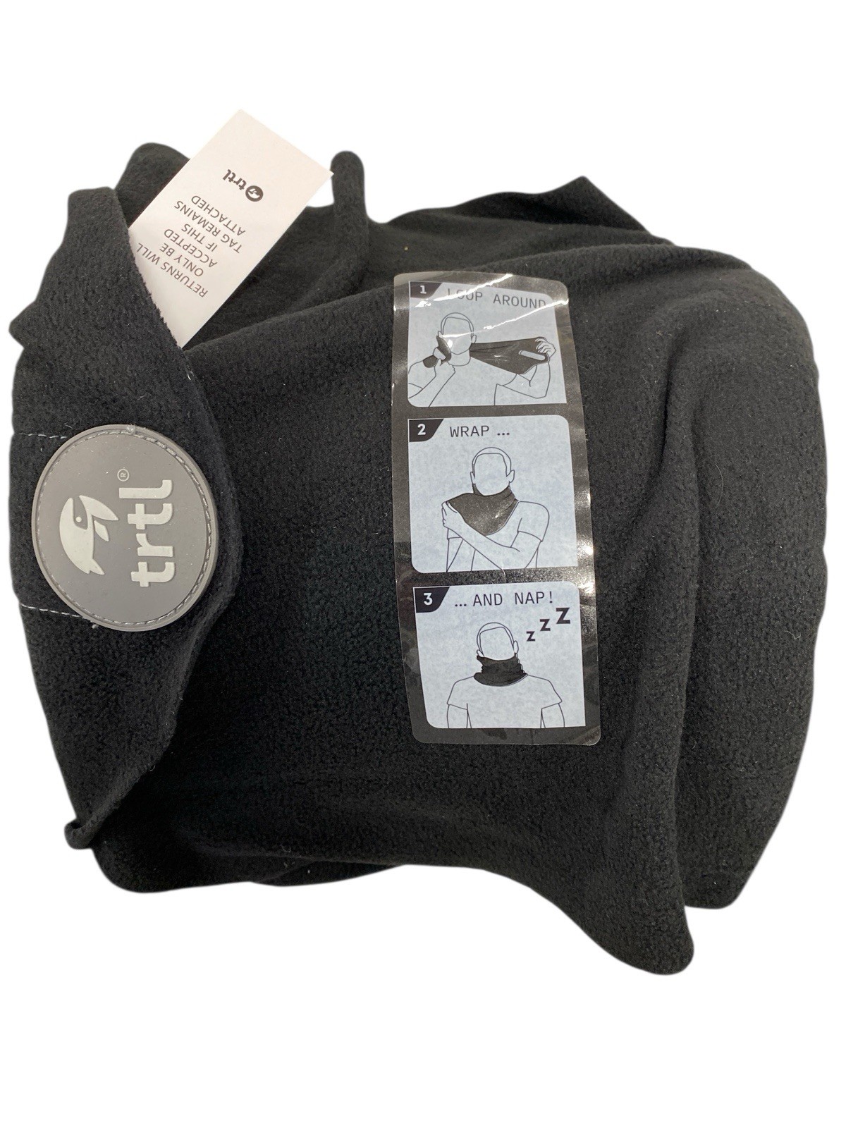 Trtl Super Soft Travel Neck Support Pillow - Black With Travel Bag
