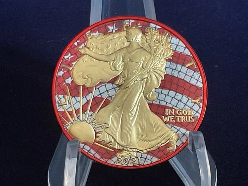 2021 1oz Silver Liberty Eagle.  “Space Red - Mosaic Gold”.  COA in Sleeve