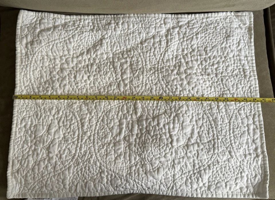 Pottery Barn Belgian Flax Linen Floral Stitch Quilt Sham Ivory, Standard Classic - Image 4 of 4