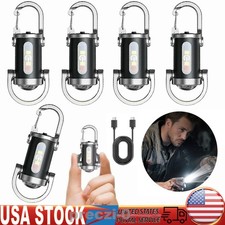 1 5PCS Portable Mini Keychain Flashlights USB Rechargeable LED Torch Outdoor US