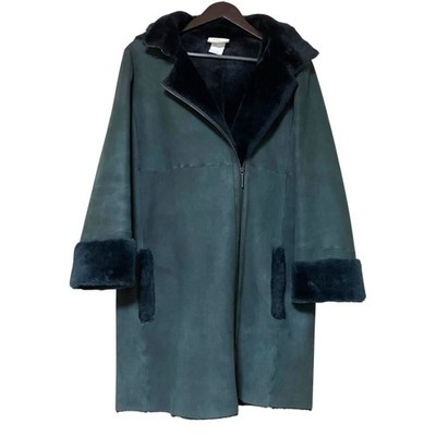 AKRIS punto Hooded Shearling Coat, Size US6, Black Women USED