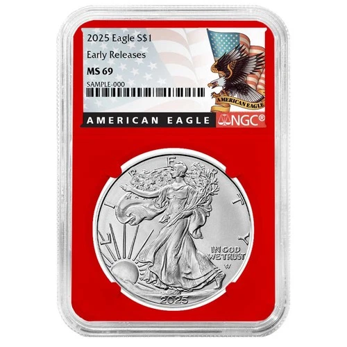 2025 $1 American Silver Eagle NGC MS69 ER Black Label Red Core