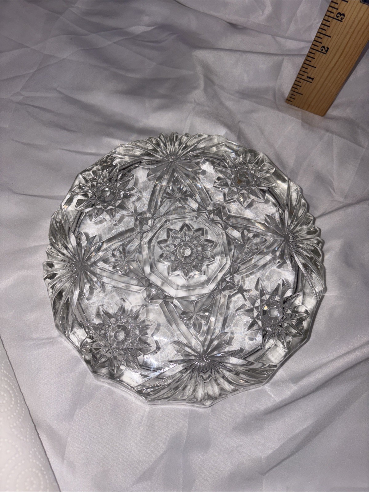 Vintage Anchor Hocking Crystal Cut Glass Decorative Ashtray