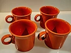 Fiesta Ware Ring Handle 4pc Coffee Mugs Tom & Jerry HLC USA/Persimmon/Poppy