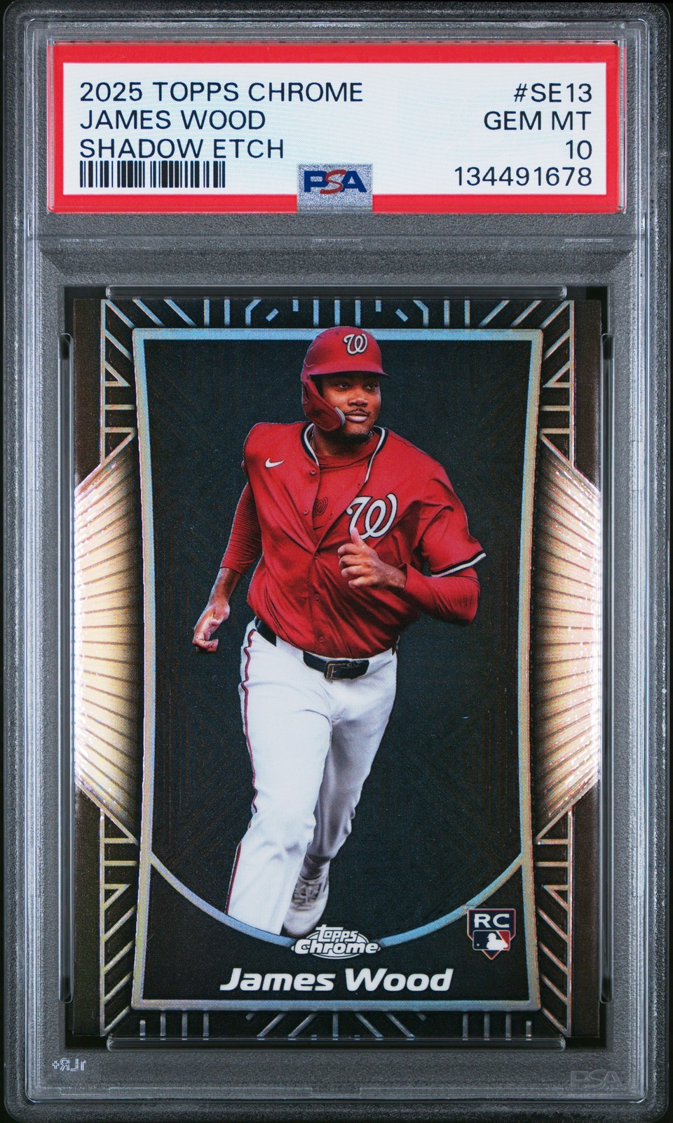 2025 TOPPS CHROME SHADOW ETCH #SE13 JAMES WOOD ROOKIE RC PSA 10