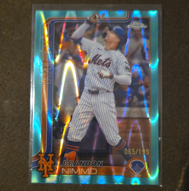 Topps 2025 Chrome Brandon Nimmo Mets Aqua Parallel #280 Serial Numbered /199