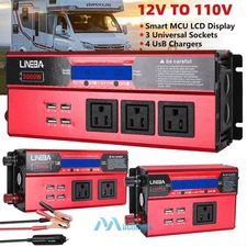 5000W Power Inverter Modified Sine Wave DC 12V to AC 110V Solar Converter 4 USB