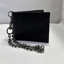 Dickies Black Wallet With Chain Slimfold Genuine Leather RFID Protection NEW