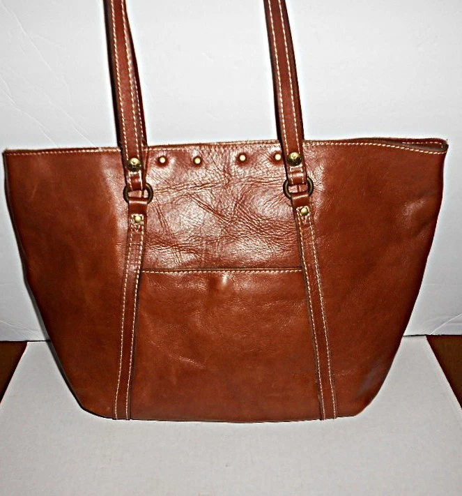 Vintage Patricia Nash Benvenuto Large Brown 100% Full-Grain Leather Tote Bag - Image 3 of 4