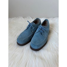 New Women  s Hush Puppies Blue Suede Oxford Dress Shoes Comfort Low Heel- Size 7M