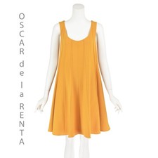 OSCAR DE LA RENTA Egg Yolk Yellow Wool Sleeveless Mini Tent Dress SZ 6-8