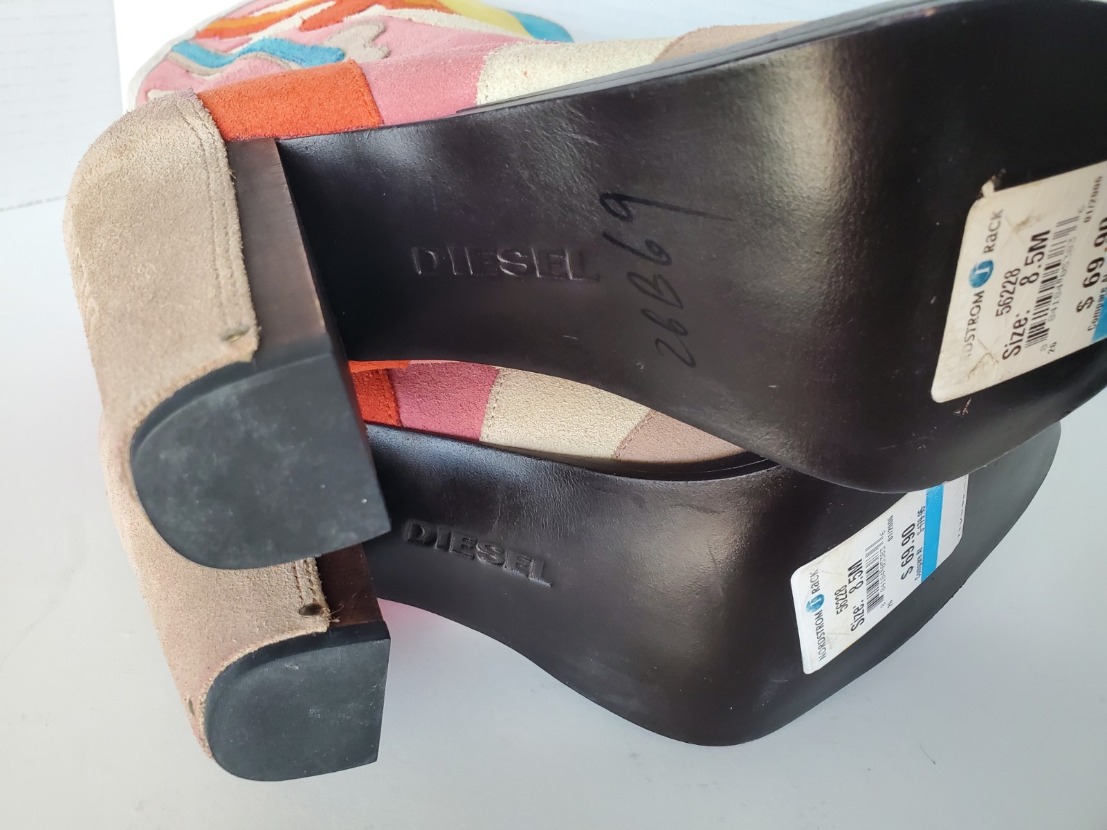 Y2K DIESEL Madchen Multicolor Patchwork Suede Cow… - image 13