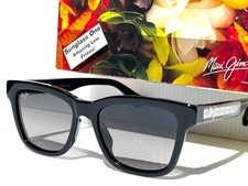 UK Maui Jim HANOHANO Black Trans Grey POLARIZED Grey Lens Sunglass GS644-14A