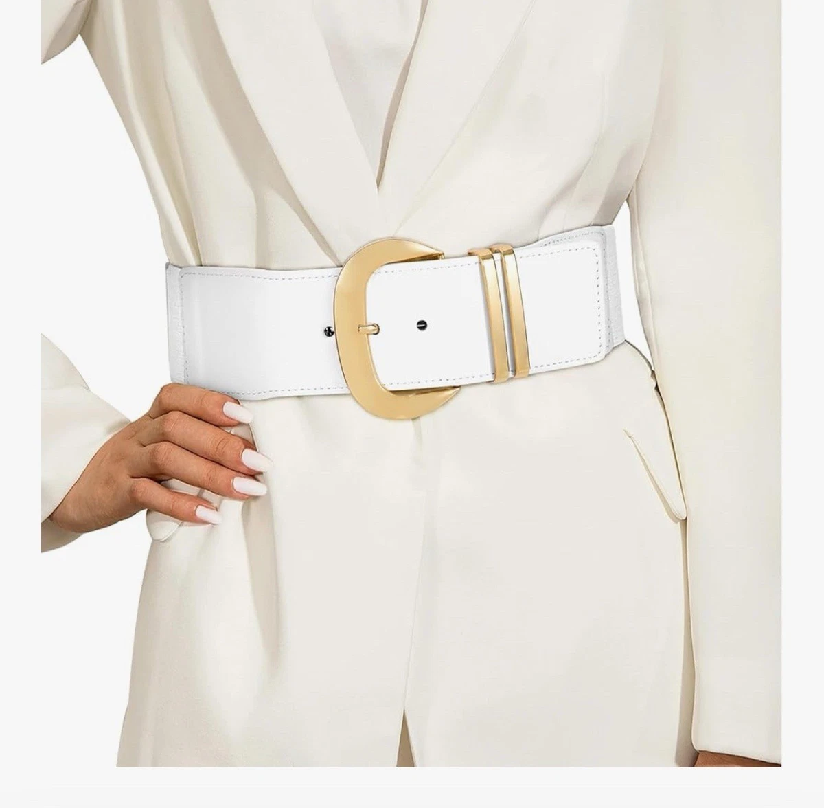 RLL Lauren White and Tan womans Belt Lauren Ralph Lauren Leather White Belts for Women for sale  main image 4