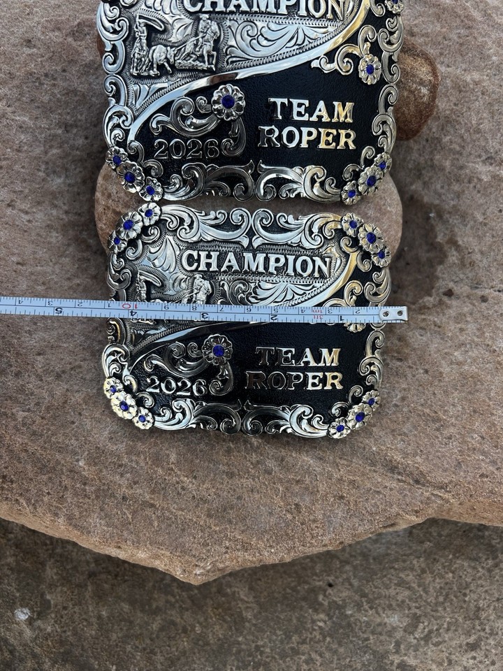 Set 2026 Team Roping Trophy Buckle Handmade Rodeo Roper Western Cowboy ...