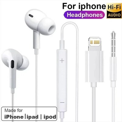 Earphones Headphones For Apple iPhone Pro/14/13/12/11/X Bluetooth Wired Earbuds