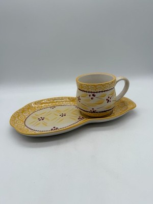 Temp-Tations by Tara Old World Collection Mug & Snack Plate Set Yellow