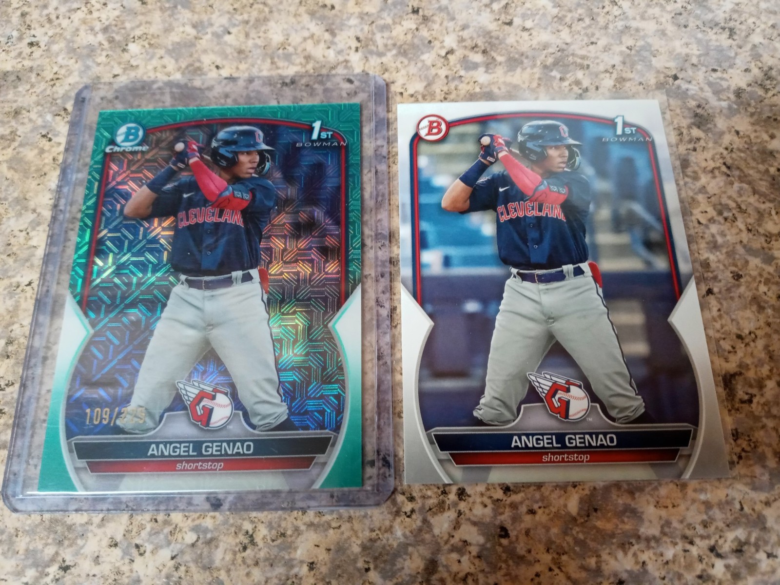 Angel Genao 2023 Bowman Chrome 1st Aqua Mojo Refractor /225 RC Rookie Card +Xtra