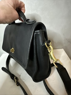 Vintage Coach Court Bag Black Genuine Leather Crossbody Shoulder