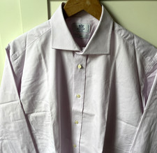 Boggi Milano 2/100's Fine Pink White Stripe Long Sleeve Dress Shirt Size 42/16.5