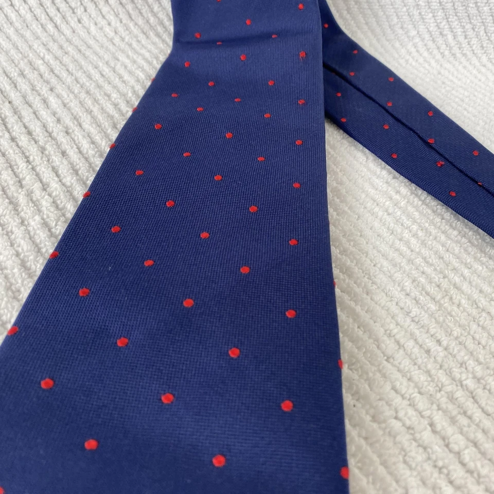 Corbata Charles Tyrwhitt Para Hombre Grande Azul Marino Rojo Lunares 100% Seda Foto 2 de 4