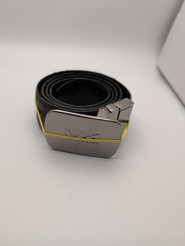 Michael Kors Reversible Belt MK Logo Signature Belt Brown Black Chrome Buckle LG - Picture 12 of 12