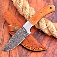 CUSTOM HAND MADE FORGED DAMASCUS STEEL HUNTING KNIFE RAINDROP PATTERN  UU 46