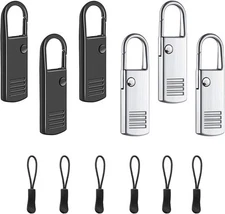 Zipper Clip Anti Theft Large Single Open, 3 Pcs Black & 3 Silver 