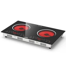 2 Burners Electric Cooktop 24 Inch, 110v~120v Countertop and Built-in Elecric...