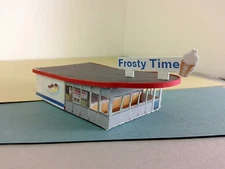 Z Scale Building - Retro Style Ice Cream Restaurant Pre Cut Cardstock Kit