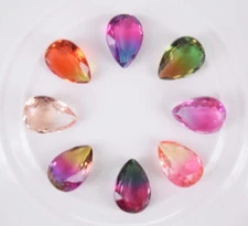 New Tourmaline Crystal Glass Rhinestones Teardrop Color Faceted Beads Jewelrys