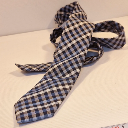 The Tie Lab Checkered Blue Polyester Necktie Business Formal Tie - Picture 3 of 6