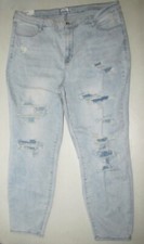 NEW Womens Rue21 High Rise Destructed Skinny Jeans. Size 24 Blue. 28" Inseam.