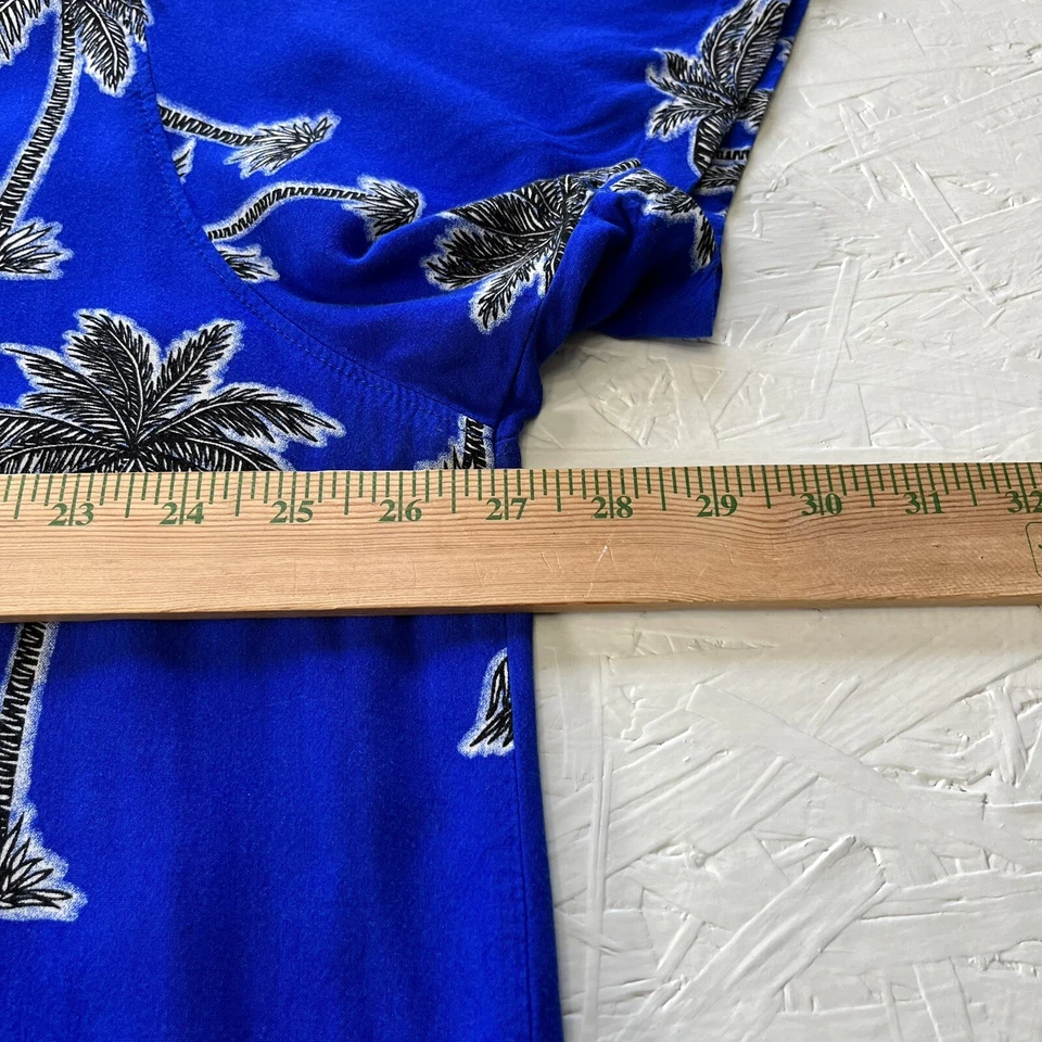 Camisa hawaiana Jaywalker para hombre talla 2X con botones estampado de palmera 100 % azul rayón Foto 3 de 4