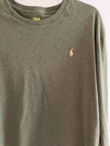 POLO RALPH LAUREN T-shirt manica lunga uomo XL verde vestibilità classica cotone scollo a V - Foto 3 di 11