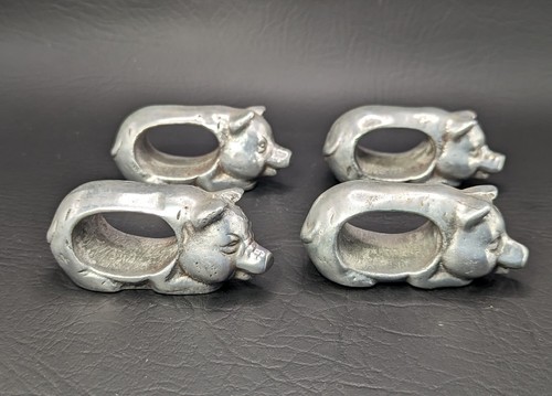 4 Serviettenringe Schwein Landhaus Landhaus Küche Deko Zinn - Bild 1 von 4