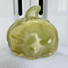 Natural Polished Afghan Jade Pumpkin Head Carving Crystal Mineral Healing 498