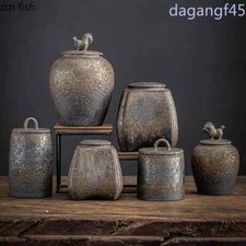 Vintage StonewareTea Cans Tea Box Storage Tan...