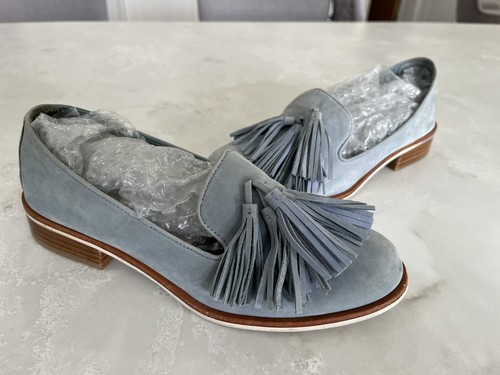 ALDO super Soft Blue Suede Tassell Loafers Size UK 5