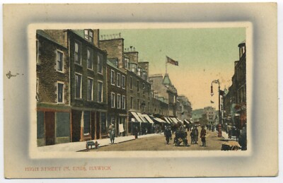 High Street North End Hawick Roxburghshire Vintage Postkarte L12