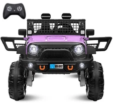 ZEOPHOL Ride on Car 24V 4WD/2WD Switchable 2 Seater Kids Electric Truck Purple