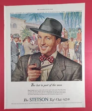 1949 Bing Crosby Stetson Hats Sat Evening Post Print Ad