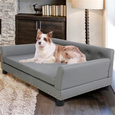 BingoPaw XL/XXL Dog Sofa Bed Deluxe Pet Raised Daybed Lounge Microfiber Leather