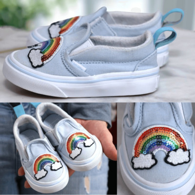 VANS Toddler Baby Sequin Patch Slip-On V Sneakers Shoes Size 5