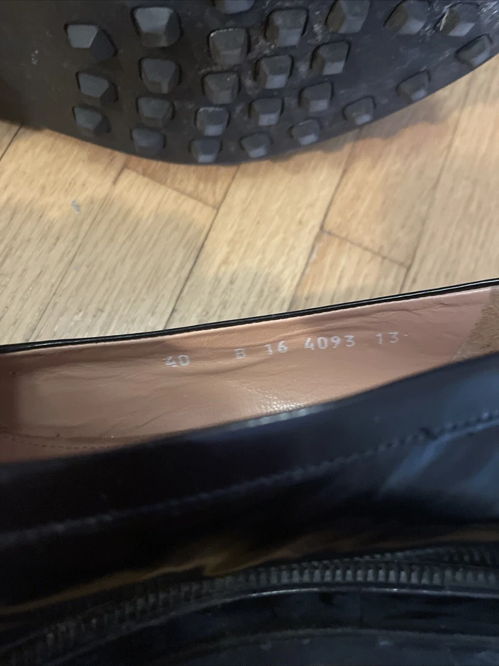 ROBERT CLERGERIE MOCASINES DE CENTAVO DE FORMA PLANA CUERO NEGRO - TALLA 40 (Talla 9 de EE. UU.) Foto 3 de 4