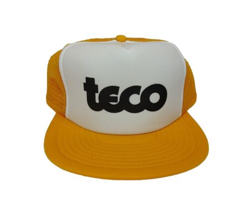 Vtg Teco Trucker Snapback Yellow Hat Teco Machinery Equipment-Speedway
